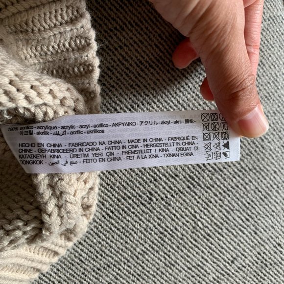 BLOGGER NEW ZARA Women Chunky Floral Sweater Cardigan 1957/104, Tan/Mink, Size S - Picture 5 of 10